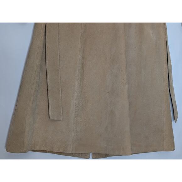 VINTAGE Sears PennyLane Tan Suede Leather LambswoolSherpa TieWaist Coat Jacket - Picture 10 of 16